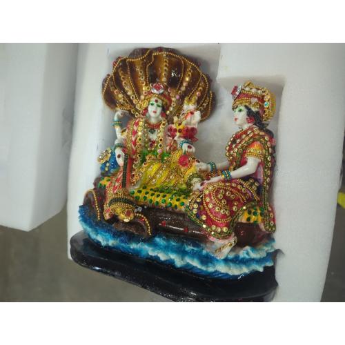 Size 10 eSplanade - Resin Lord Vishnu with Laxmi in Ksheer Sagar - Lakshmi Narayan Murti Idol Statue Sculpture - Pooja Articles - Multicolour - 10 Inches