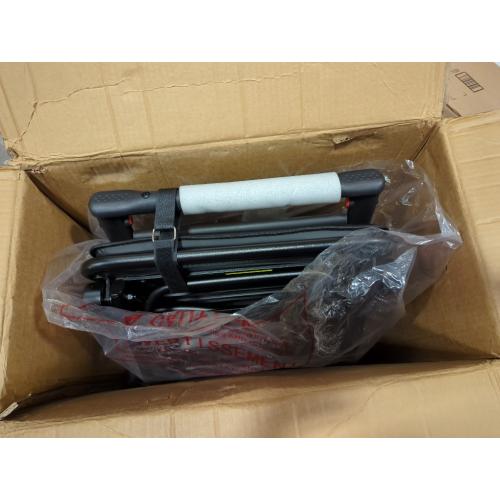 Portable Aluminum Transport Wheelchair with Handbrake, 11 Rear Wheels, Ultralight Folding Travel Wheelchair for Adults, Black (Seat Width:17.75)