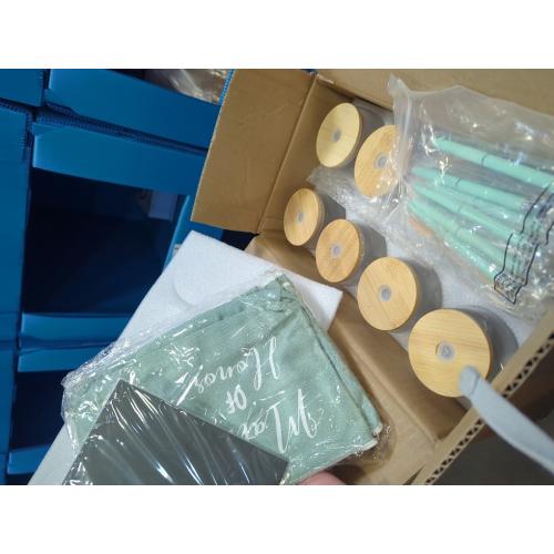 Irenare 48 Pcs 8 Set Bridesmaid Proposal Gifts Maid of Honor Gifts16oz Glass Cups Cosmetic Makeup Bags Invited Cards Scrunchies Hair Knotted Bracelets Diamond Pens(Classic Style,Green)