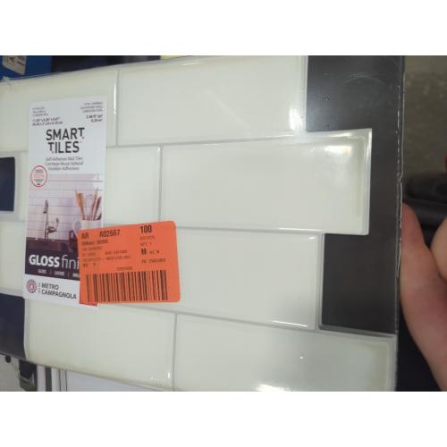 Smart Tiles Size  8.38 in. W X 11.56 in. L White Mosaic Vinyl Adhesive Wall Tile 4 pc