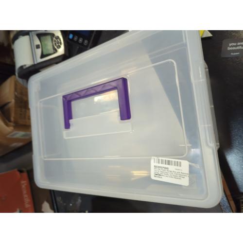 IRIS USA 9 Qt. Plastic Craft Storage Container Bins with Lids, 1 Pack, Small Art & Office Supply Organizer Tote, Sensory Bins & Boxes for Home & University, Latchable, Stackable, Portable, Clear