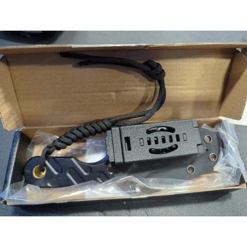 Black 7 FLISSA Fixed Blade Knife, 7 Inch Full Tang Hunting Knife with Kydex Sheath and Emergency Rope, Tactical Knife for Survival, Camping, Hiking(Black)