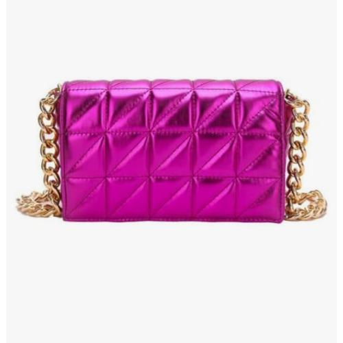 Small Metallic Glossy PU Leather Shoulder Bag Clutch Handbags for Women Fashion Chain Ladies Purse
