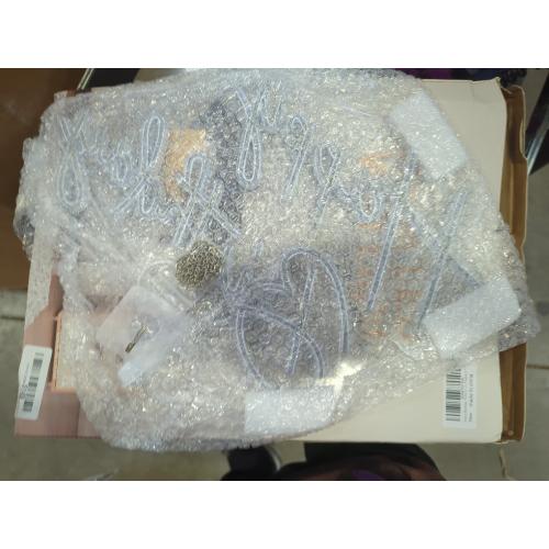 Happy Birthday Neon Sign for Wall Decor, 17×12 Inch White Led Neon Light Signs, Art Decoration Happy Birthday Neon Light Sign for All Birthday Party Decoration with 2 Pcs Pasters