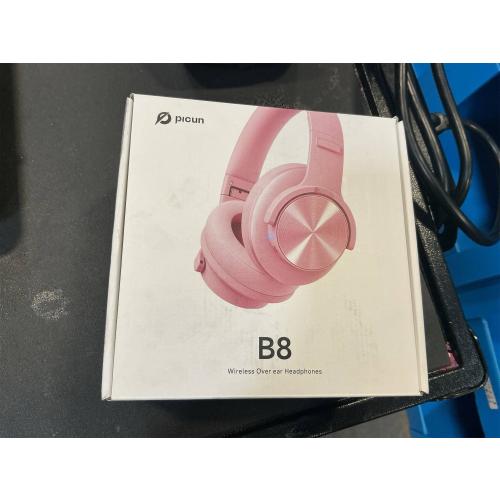 Picun B8 Headphones Wireless Bluetooth, 120H Bluetooth Headphone Over Ear with 3EQ Music Modes, Hands-Free Calls, Deep Bass Headphones for Travel Home Office Cellphone PC (Pink)