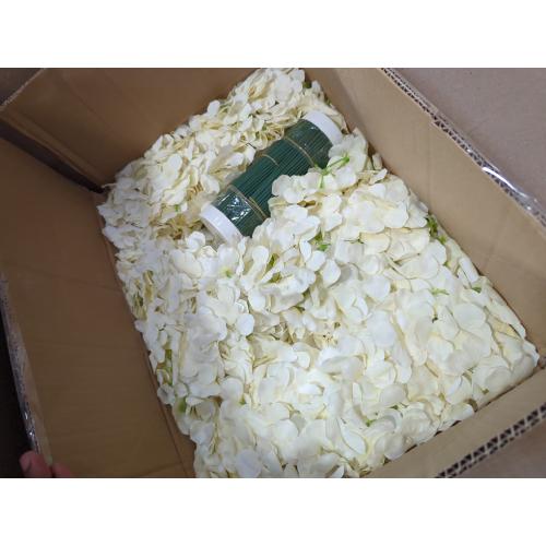 WHITE Auihiay 404PCS Hydrangea Artificial Flowers, Silk Artificial Flowers Heads with Stems, Champagne Lifelike Faux Flowers for Wedding Centerpieces, Arch and Background, Party, Home, Baby Shower Decor