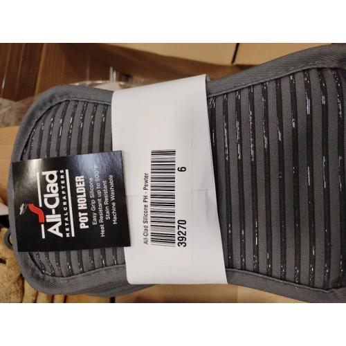 All-Clad Premium Pot Holder & Heating Pad, (6-Pack) Heat Resistant to 500 Degrees, 100% Cotton 10x6.25 for Kitchen and Barbeque, Pewter