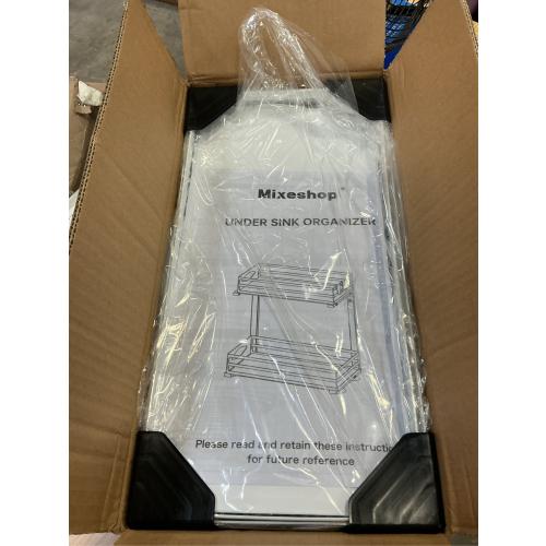 Under Sink Organizer, 2 Tier Under Sink Organizers and Storage, Adjustable Height, Slide Out Metal Cabinet Organizers, Pull Out Cabinet Storage Drawer Shelf for Kitchen Bathroom Black, 2 Pack