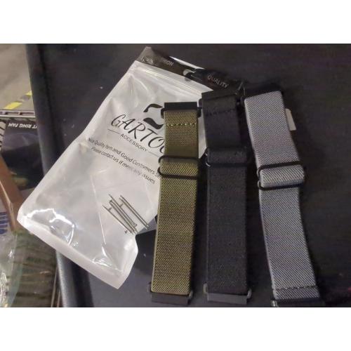 DaQin 3 Pack Nylon Watch Bands Compatible with 16mm 18mm 20mm 22mm Quick Release Watch Band, Adjustable Soft Stretchy Solo Loop Strap Elastic Braided Relacement Wristband for Men Women