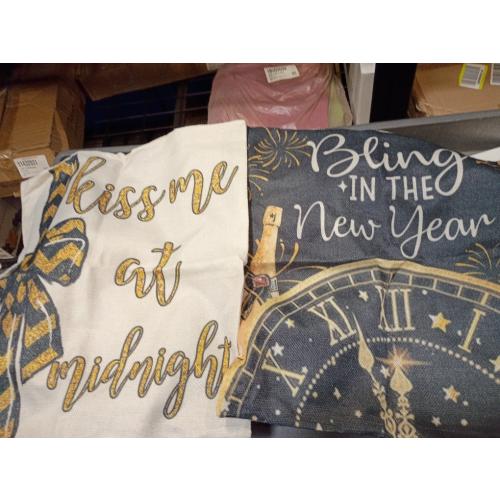 AVOIN colorlife Happy New Year Cheers at The New Year Throw Pillow Covers, 18 x 18 Inch Winter Holiday Celebrate Party Cushion Case Decoration for Sofa Couch Set of 4