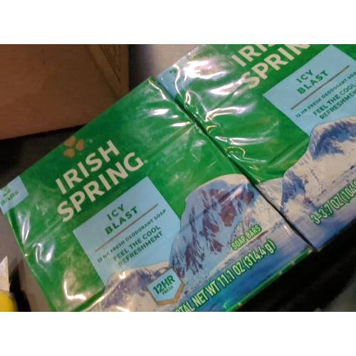 Irish Spring Bath Bar, Icy Blast 3.75 Oz, 3 x 3.75 oz bars (Pack of 2)