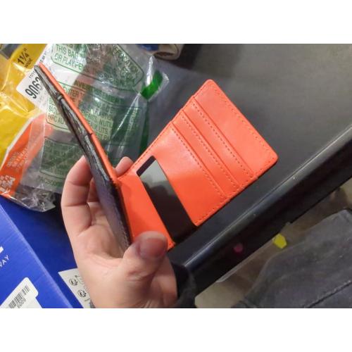 Slim Wallet for Men with Money Clip, Leather RFID Blocking Mens Wallet, Minimalist Credit Card Holder, Front Pocket Bifold - Gift Box Included (Money Clip, Carbon Orange)