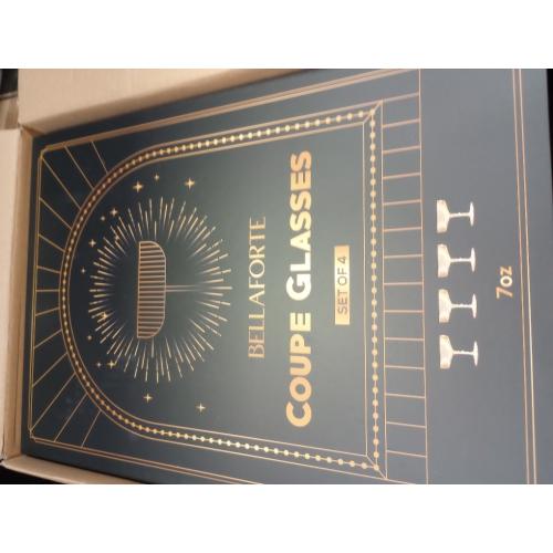 BELLAFORTE Champagne Coupe Glasses, Espresso Martini Glasses | Set of 4 | 7 oz Classic Cocktail Glasses, Fluted Glassware Crystal with Stem for Manhattan, Cosmopolitan in Premium Gift Box