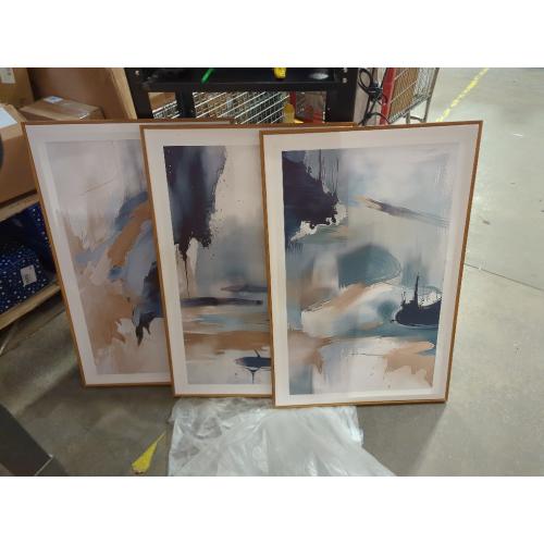 24x36x3 Blue KAIRNE Abstract Neutral Framed Canvas Wall Art Set, Navy Abstract Wall Decor, Watercolor Blue and Brown Wall Painting, Modern Textured Art Prints for Living Room, Bedroom, Office