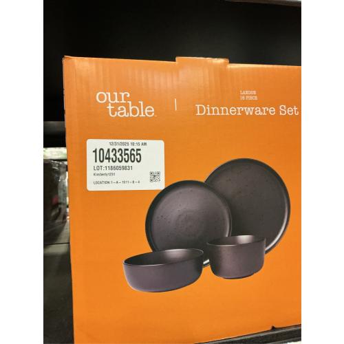 Our Table Landon 16-Piece Dinnerware Set in Pepper