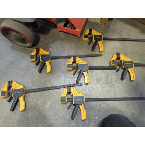 6 Pack Bar Clamps for Woodworking – 2 Pcs 12 & 4 Pcs 6 Quick Grip Clamps Set with 150 lbs Force – Wood Clamps for Gluing, Carpentry, DIY, and Metalworking (Combo Sizes, 6 Pack)