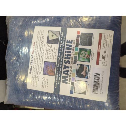 MAYSHINE Plush Shaggy Chenille Bath Mat | Extra Soft, Super Absorbent, Non-Slip Bathroom Rug | Fluffy Microfiber, Area Rug Sets for Bathroom Floor, Kitchen, Living Room | 39x24 | Dark Blue