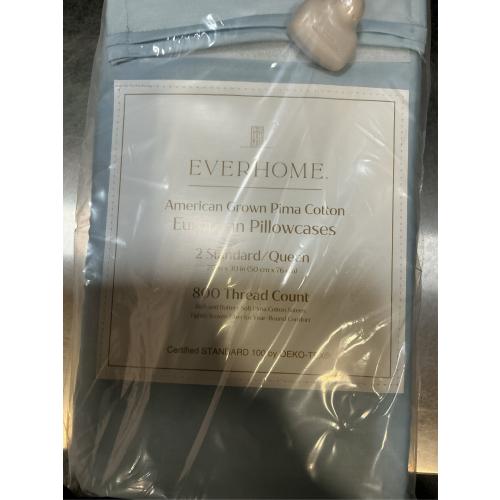 Everhome PimaCott Sateen 800-Thread-Count Standard Pillowcases in Skyway (Set of 2)