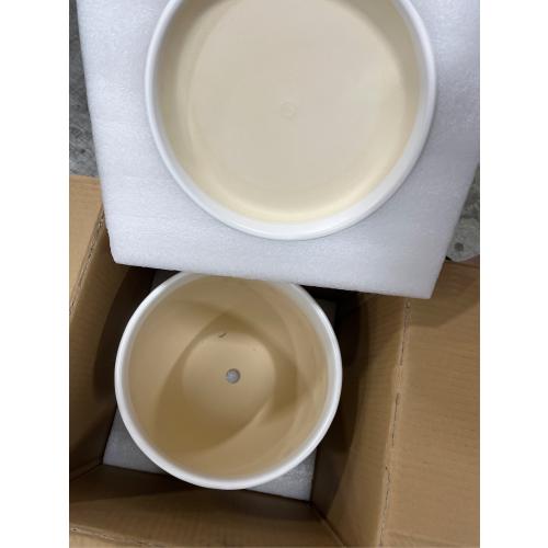 10 Inch Ceramic Planter Pot - Large Plant Pot with Drainage Hole and Saucer, Modern Round Flower Pots for Indoor Outdoor Plants, Garden Planter, White