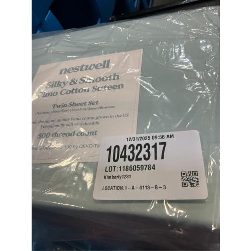 Nestwell Pima Cotton Sateen 500-Thread-Count Twin Sheet Set in Twilight Blue