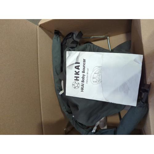 HKAI Baby Bouncer, Portable Baby Bouncer Seat for Babies 0-18 Months, 100% Cotton Fabrics, 3 Modes of use with Rocker and Stationary Options, Infant Rocker Chair with Hanging Toys-Dark Grey