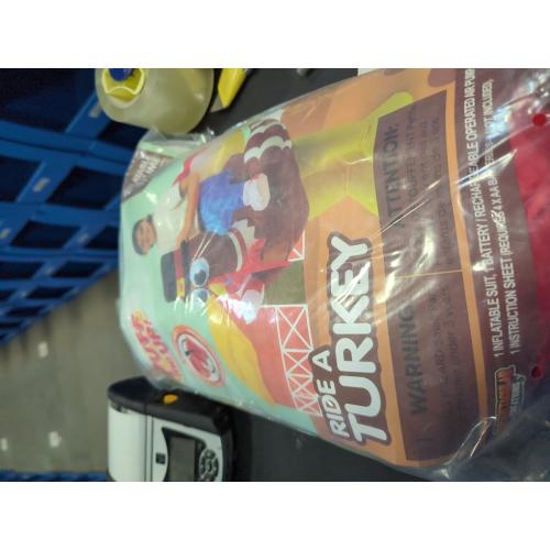 One Size Spooktacular Creations Thanksgiving Turkey Inflatable Costume for Kids, Blow up Costume Riding a Turkey Ride-on for Halloween Party, Cosplay event, Halloween Inflatable Costumes for Boys and Girls