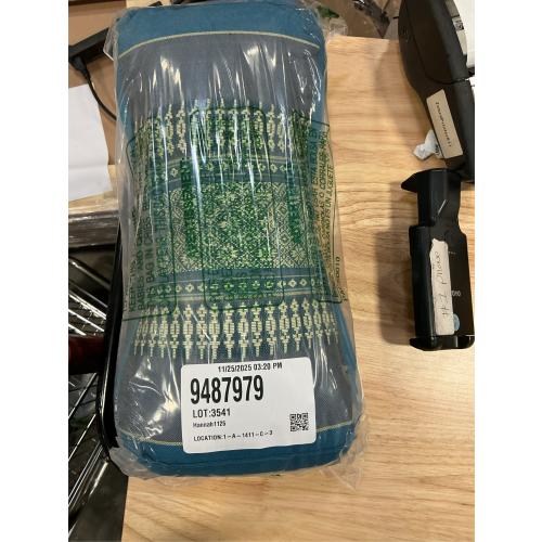 Kapok Neck Bone Shaped Pillow, Gray Blue Thai Weave Pattern