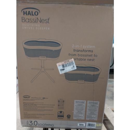 HALO BassiNest Soothing Swivel Sleeper 3.0, Baby Bassinet with Vibration and White Noise, Grey 3.0S BassiNest