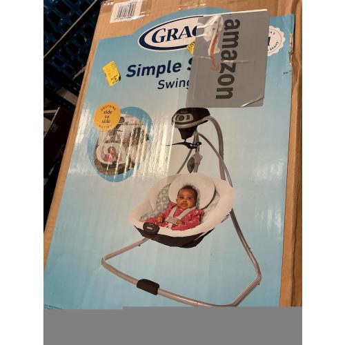 Graco Simple Sway Baby Swing, Side‑to‑Side Sway, Infant Swing with 6 Speeds, Vibration, Abbington