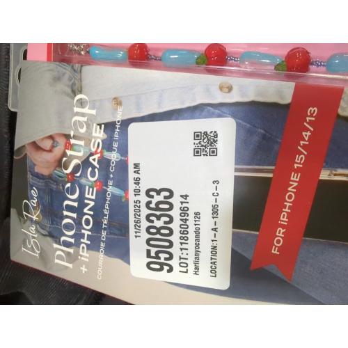 Isla Rae Beaded Phone Charm | Beaded Wristlet, Universal Phone Strap, and Detachable Cell Phone Lanyard with Silicone Charms | My Melody x Strawberry Shortcake