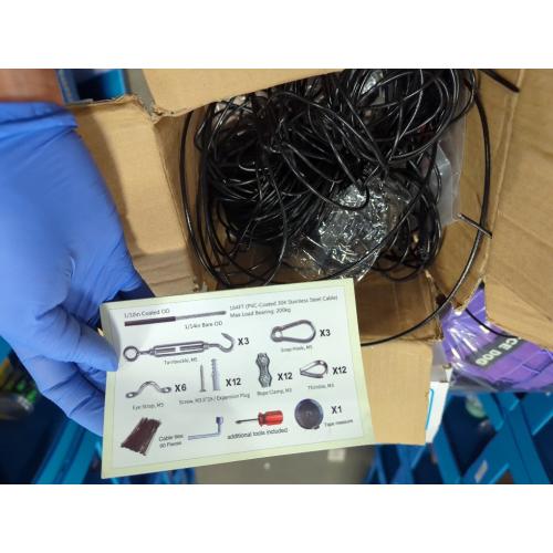 String Lights Hanging Kit,Globe String Lights Suspension Kit,Outdoor Light Guide Wire,Includ 164 FT Nylon-Coated Stainless Steel Wire Rope Cable,Turnbuckle and Hooks,Enough Accessories,Use Manual