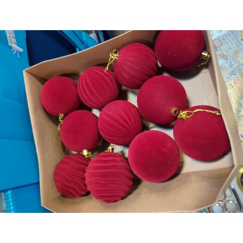 Liliful 12 Pcs Velvet Christmas Ornaments Balls, 4 r(Wine Red)