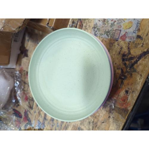 JSYMJSY Wheat Straw Deep Plate, 9 Unbreakable Reusable Plastic Plate Set of 6, Thicker & Lightweight for Kitchen | Party | Camping | Picnic | RV, Dishwasher Safe, Multicolor