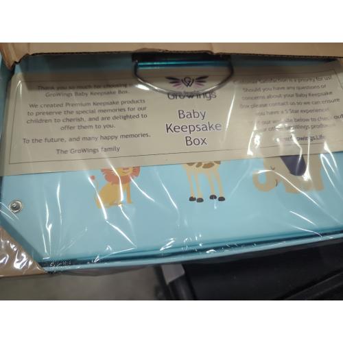 Size Large Color Blue GroWings Baby Keepsake Box - Large Memory Storage for Newborns, Suitable for Boys and Girls, Strong, Durable, and Collapsible Gifts