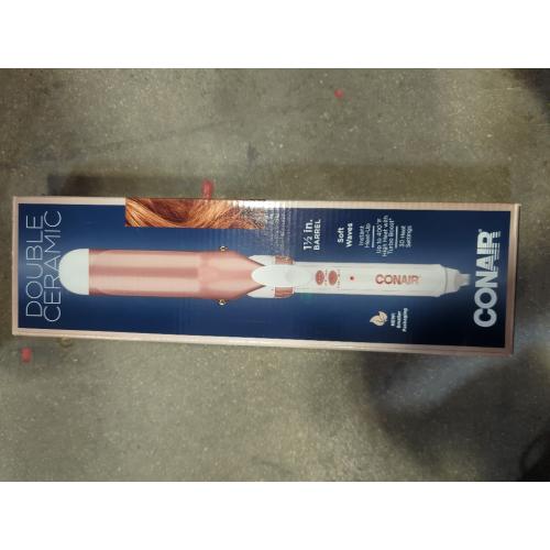 Conair Double Ceramic 1 1/2-Inch Curling Iron, 1 ½ inch barrel produces soft waves – for use on medium and long hair