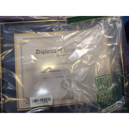 11x14 Diploma Frame with Navy over Gold Mat, 14x17 Certificate Frame, Real Wood with Gold Trim, Black Frame with Arcylic