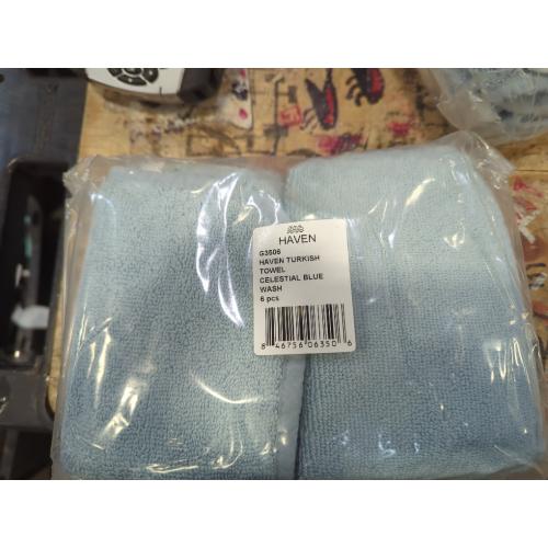 G3506, Haven Turkish Towel, Celestial Blue Wash, 6 pcs
