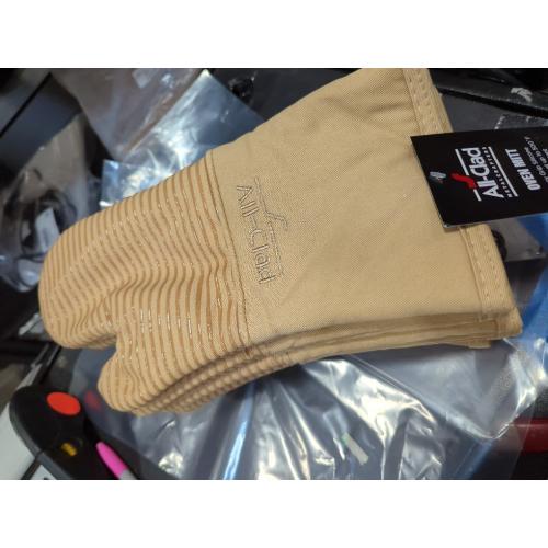 All-Clad Silicone Oven Mitts: Heat Resistant up to 500 Degrees - 100% Cotton & Silicone, 14x7 Oven Mitt for Kitchen and Barbeque, 2-Pack, Cappuccino