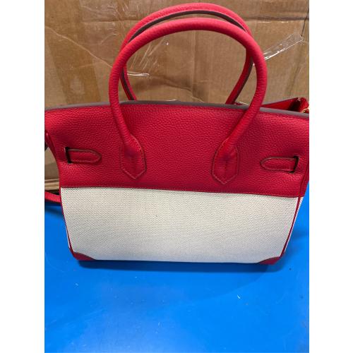 Handcrafted Genuine Leather Handbag&Shoulder Bag-Top-Grade Cowhide, Large Capacity, Adjustable Strap, Annual New  ( see the pictures for the color , red and cream)