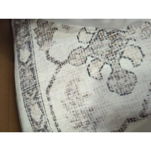 Area Rug 7x9 Washable Vintage - Soft Traditional Rugs for Living Room Large Non Slip Backing with Low Pile Farmhouse Oriental Retro Carpet for Bedroom Dining Room or Home Office - Tea Brown