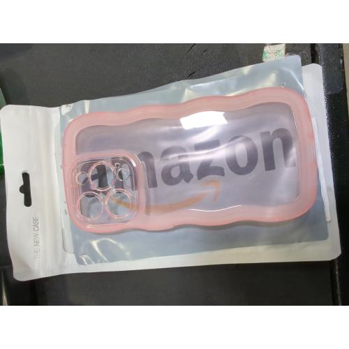 Clear Pink Anuck for iPhone 15 Pro Case Wavy Edge Clear Back Design, Anti-Slip Grip Cute Wave Curly Frame Shape Shockproof Soft TPU & Hard Bumper Protective Phone Case Cover for Women Girls