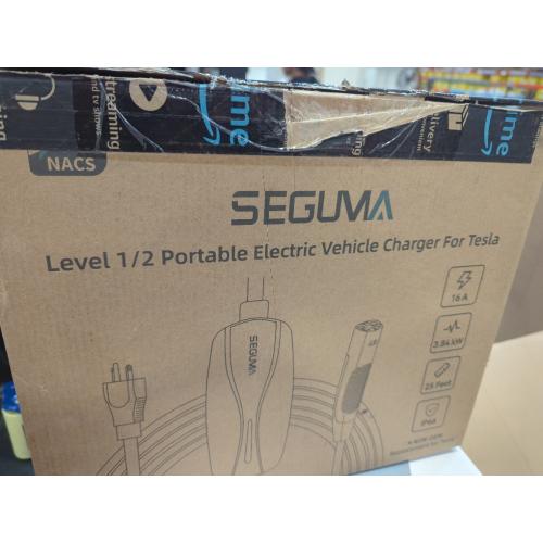 Level 1/2 Tesla Charger, 12A/16A, 25ft Extension Cable, Dual Voltage 240V NEMA 6-20 Plug & 120V NEMA 5-15 Adapter, NACS Connector, Portable Home Electric Car EV Charger for Tesla Models Y/X/3/S
