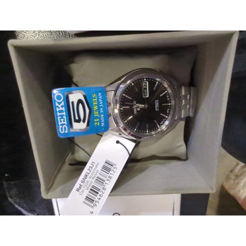 Seiko 5 Black Dial Stainless Steel Men's Watch SNKL23J1