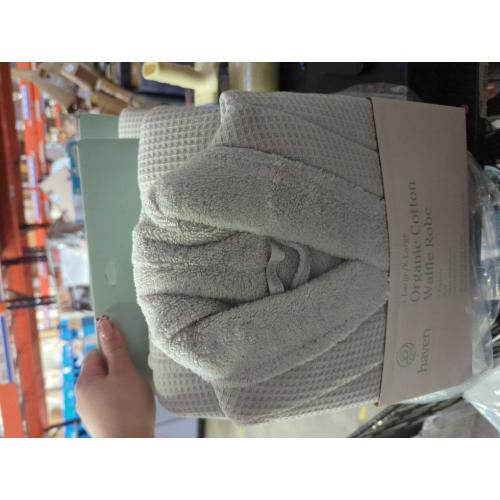 Haven Waffle Large/X-Large Organic Cotton Robe in Lunar Rock