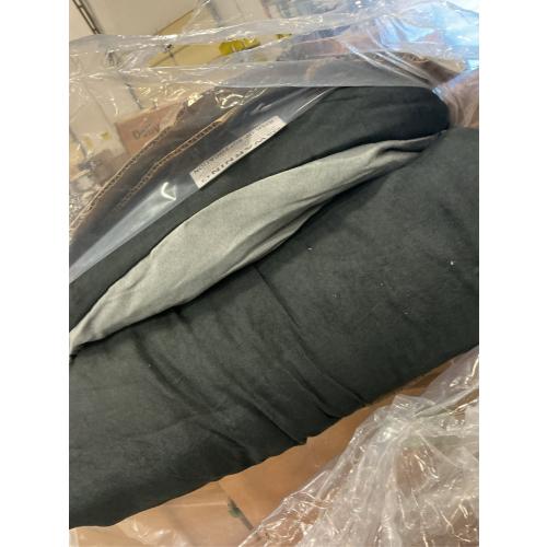 Queen Grand Linen Oversize Black/Grey Comforter Set Micro Suede Patchwork Bed in A Bag