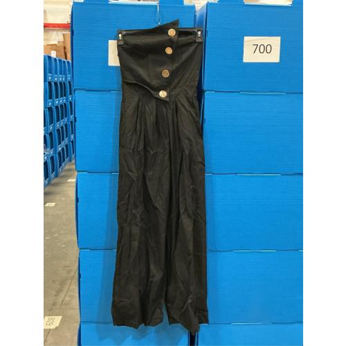 MEDIUM DINGANG Elegant Strapless Jumpsuit for Womens Dressy Off Shoulder Tube Top Button Wide Leg Romper