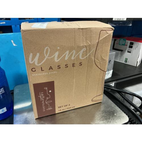 Gusto Nostro Stainless Steel Wine Glass - 18 oz - Unbreakable Black Wine Glasses for Travel, Camping and Pool - Fancy, Unique and Cool Portable Metal Wine Glass for Outdoor Events, Picnics (Set of 2)