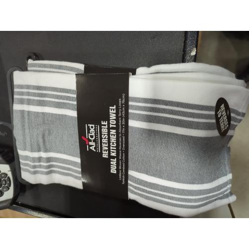 2pack. All-Clad Striped Dual Kitchen Towel in Pewter