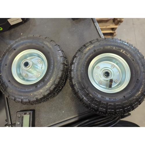 (2 Pack) RRQ 10 Inch Pneumatic Wheel 4.10/3.50-4 Tire, 10 Pneumatic Wheels with 5/8 Bearings,2.2 Offset Hub for Garden Cart, Hand Truck, Lawn Cart, Mower