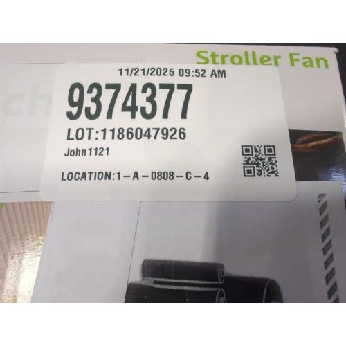 Munchkin Stroller Fan - Portable Fan for Travel, Baby Gear Accessory with 4 Speeds, Flexible Clip-on Leg Attachment, Rechargeable Battery, Black with Multicolored LED Lights